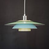 Superbe suspension de Design Light modèle Lux - couleur verte, jaune et bleue - Danemark 1980