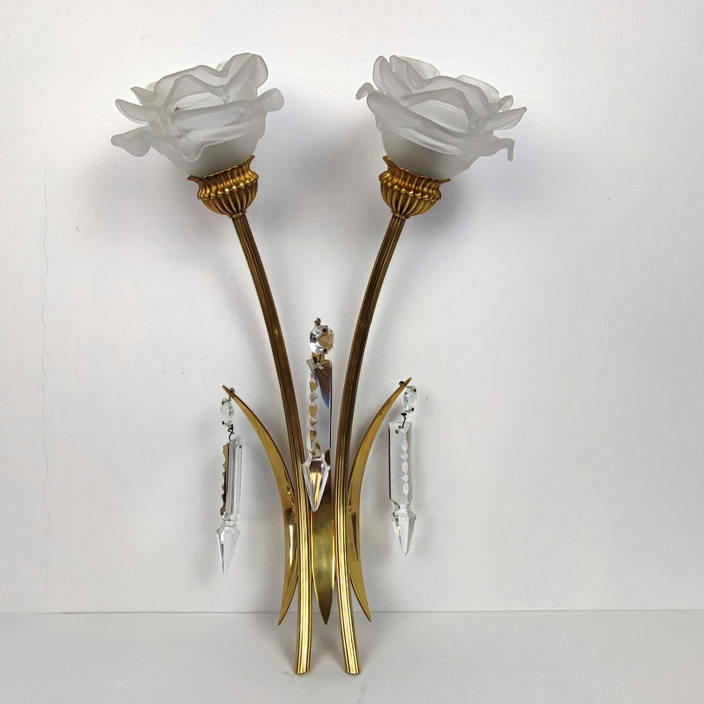 Double brass wall light