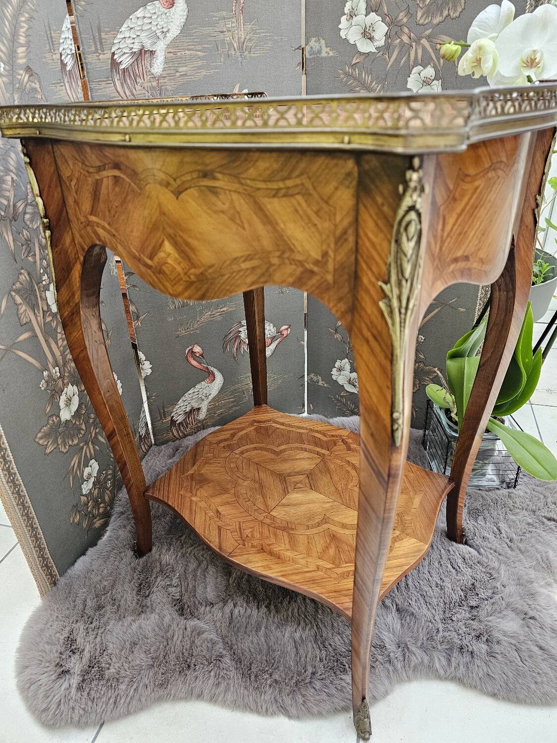 Louis XV style marquetry side table