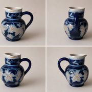 Pichet ancien Reinhold Merkelbach Grenzhausen – Grès bleu cobalt – Décor ra