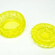 Art Deco bonbonniere, pressed uranium glass, Czechoslovakia, 1950s
