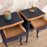 Pair of Louis XV style bedside tables, Sèvres Blue
