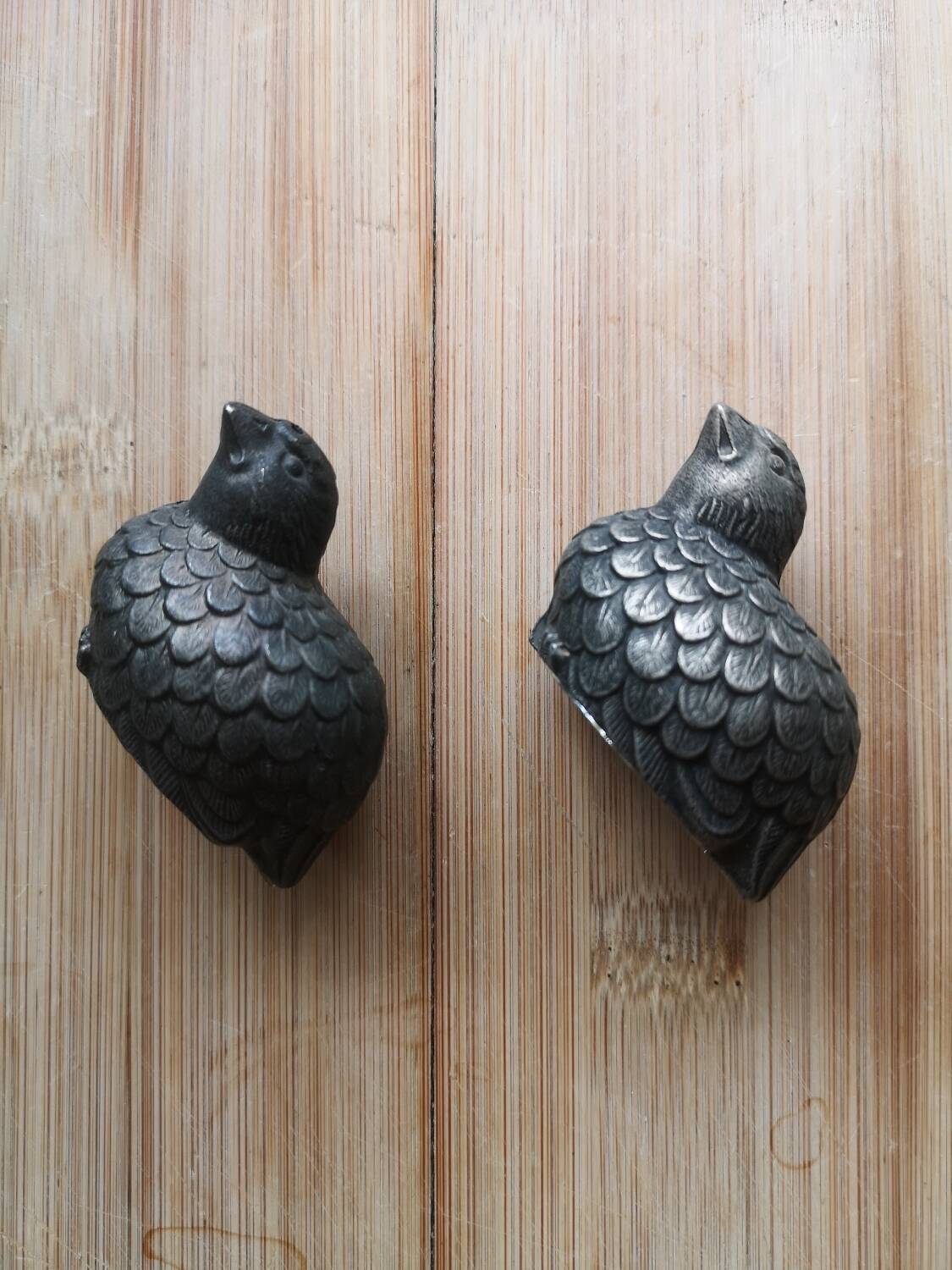 Art Deco quail salt cellars