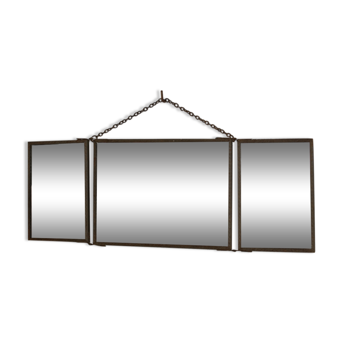 Small metal triptych mirror 42x15cm