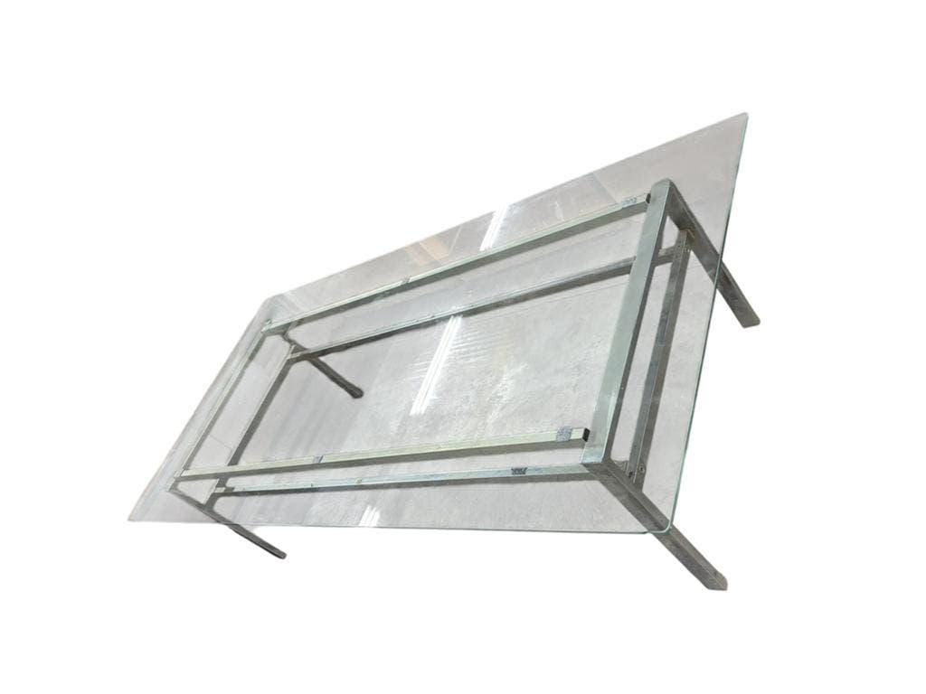 XL vintage coffee table in glass and chrome