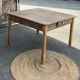 Large square antique farmhouse table in raw solid oak with 1 drawer.