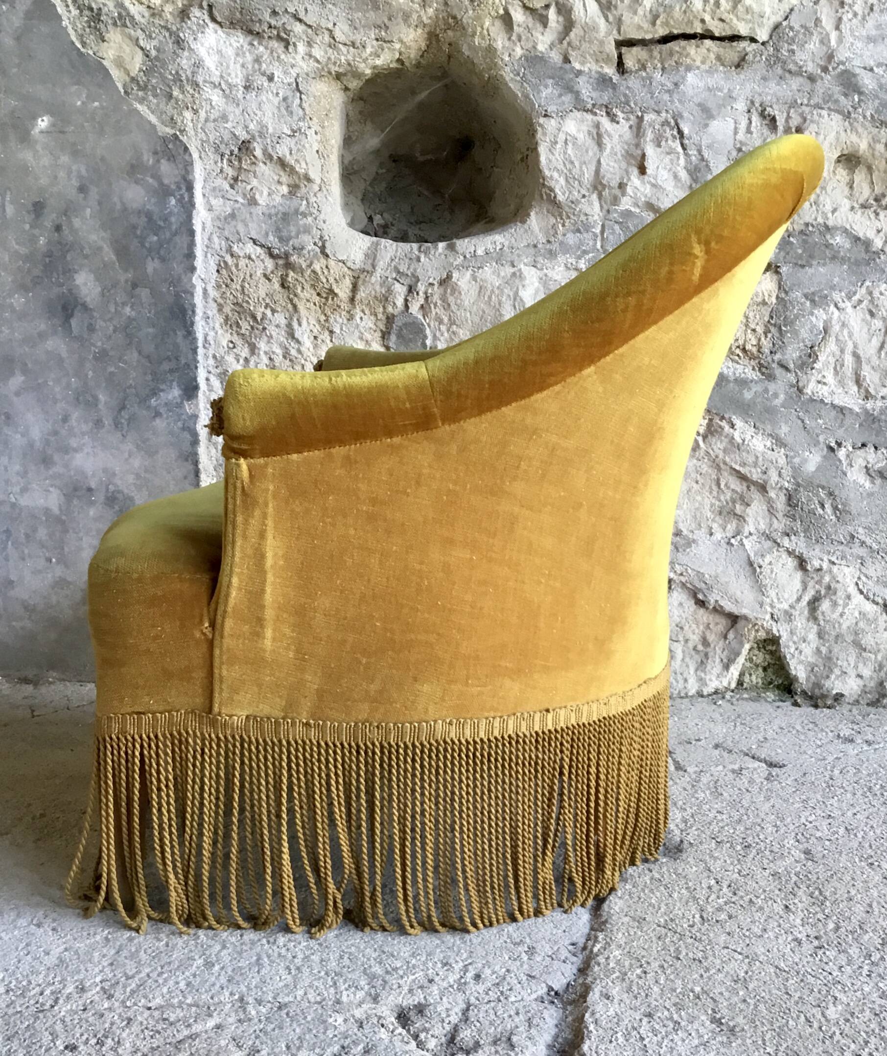 Vintage Mustard Yellow Fringed Toad Chair