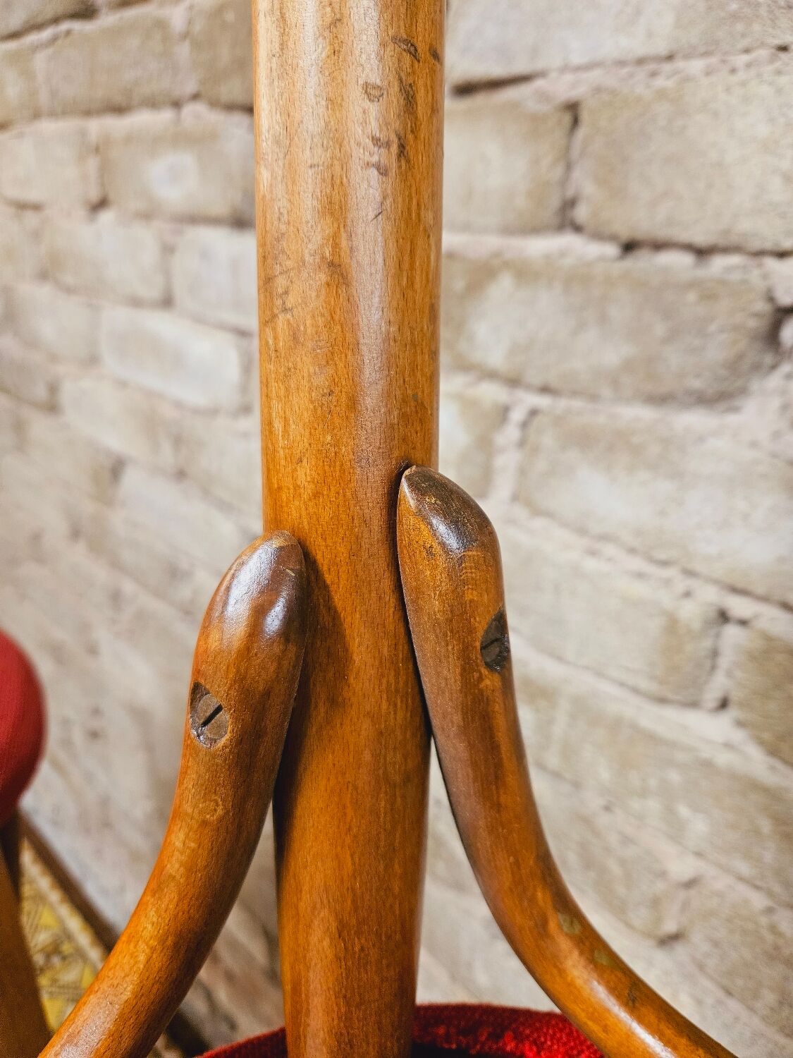 Set de 3 tabourets de bar en bois courbé 1960