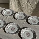 Set of 6 vintage dessert plates made in Poland with a plant motif.