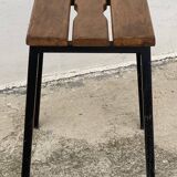 Vintage 1950s iron and wood stool