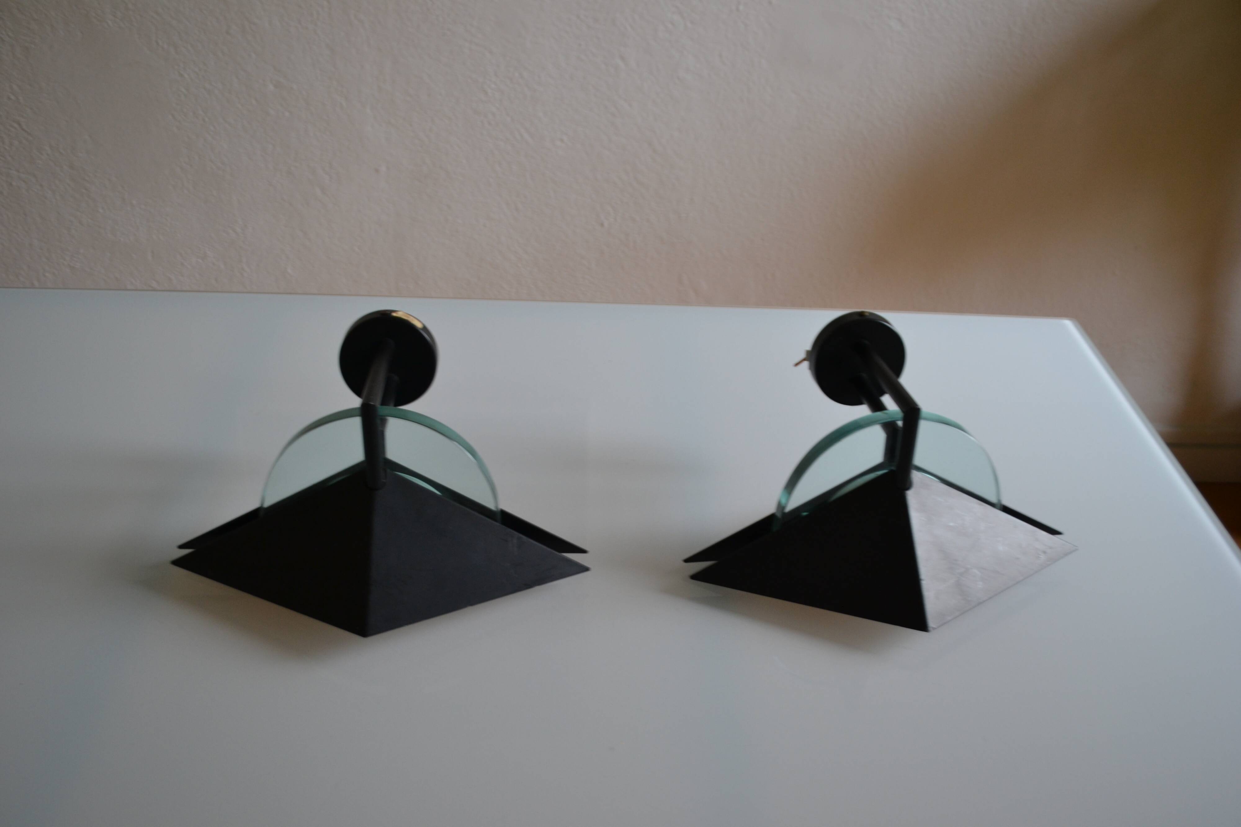 Pair of postmodernist wall sconces, 1980