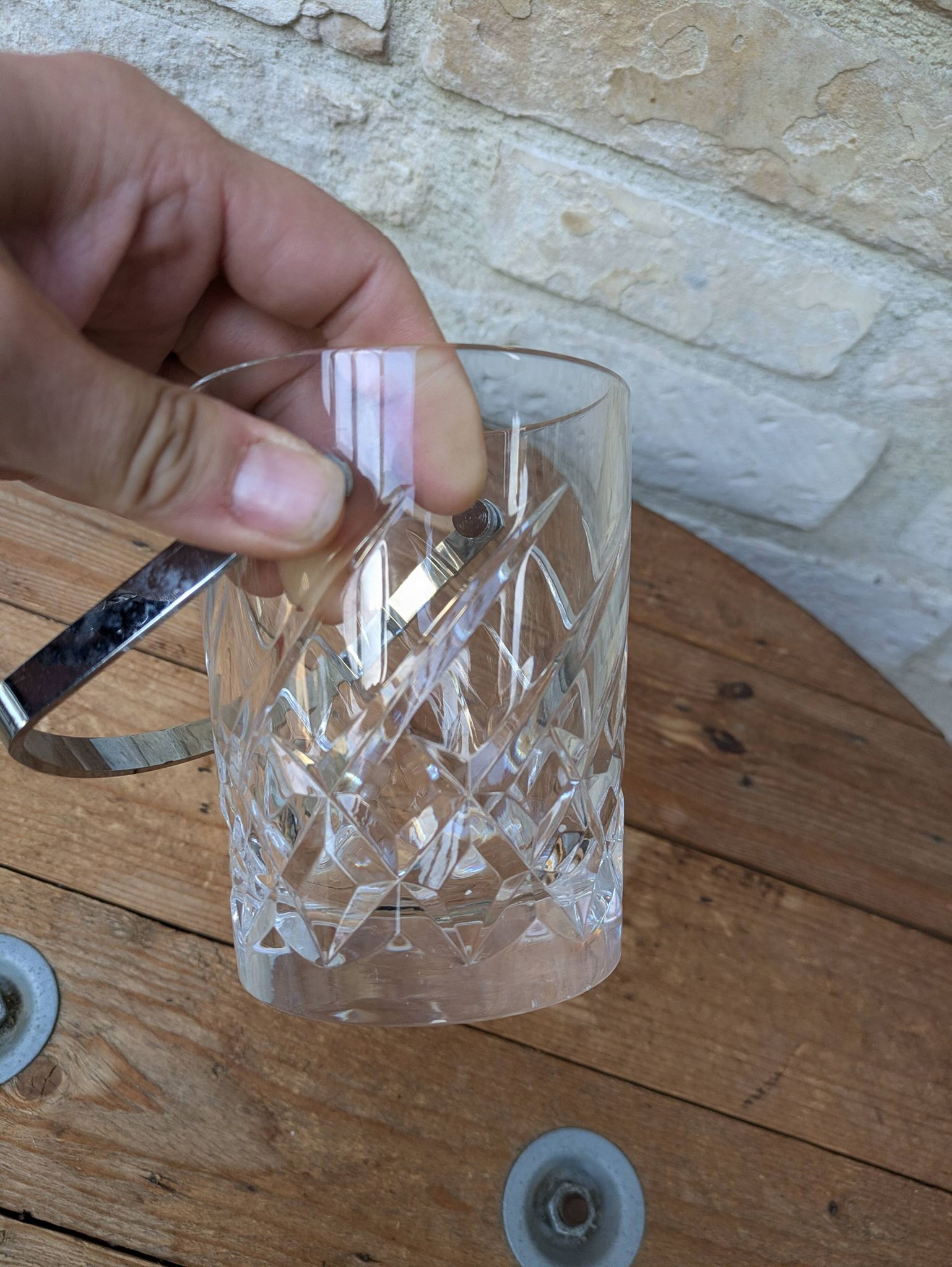Seau à glaçons en cristal de Sèvres signé