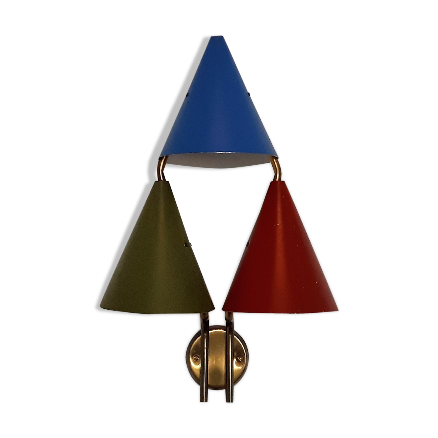 Danish triple-shaded sconce by Svend Aage Holm Sørensen for Lyfa, 1950s