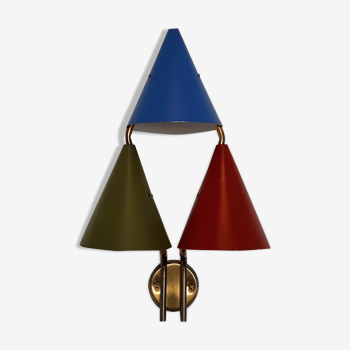 Danish triple-shaded sconce by Svend Aage Holm Sørensen for Lyfa, 1950s
