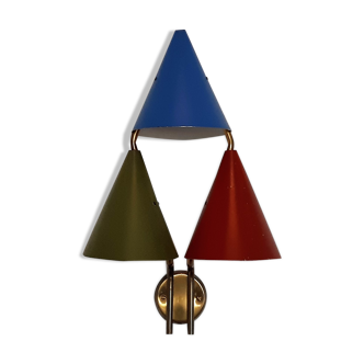 Danish triple-shaded sconce by Svend Aage Holm Sørensen for Lyfa, 1950s