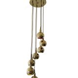 Large vintage pendant lamp gilded with fine gold