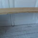 Farm bench, end of bed leg patinated pearl gray, wooden seat
