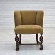 Chaise lounge danoise des années 1950, velours/laine vert, bois de chêne foncé.