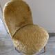 Golden moumoute chair, wooden compass feet, 60s
