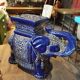 Blue Asian elephant in porcelain