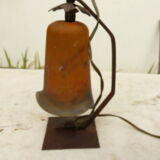 Art Deco lamp in glass paste and wrought iron with leaves
