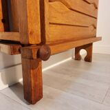 Swivel bar cabinet in oak Guillerme and Chambron for Notre Maison 1970