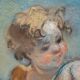 Tableau pastel fin XIXe décor d'angelots et de colombes