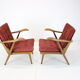 1960s pair of oak armchairs, czechoslovakia