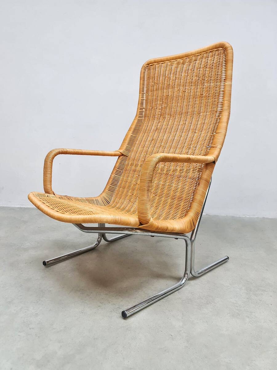Vintage wicker lounge chair by Dutch designer Dirk van Sliedregt