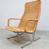 Vintage wicker lounge chair by Dutch designer Dirk van Sliedregt