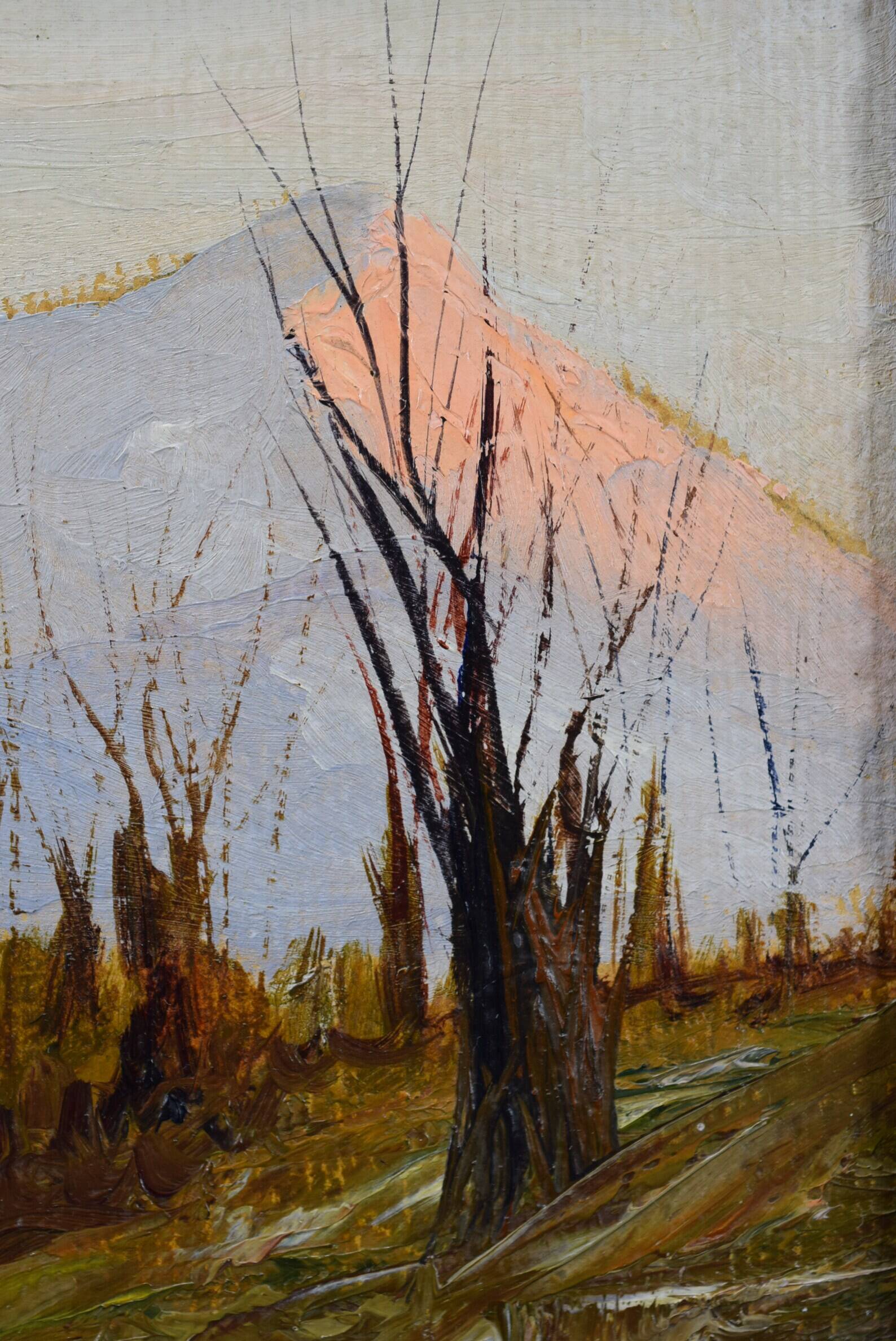 Old Winter Landscape Painting Signed Paul Berthier 1900