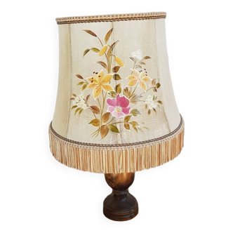 Abat-jour/lampe de chevet en bois et  peau de chèvre