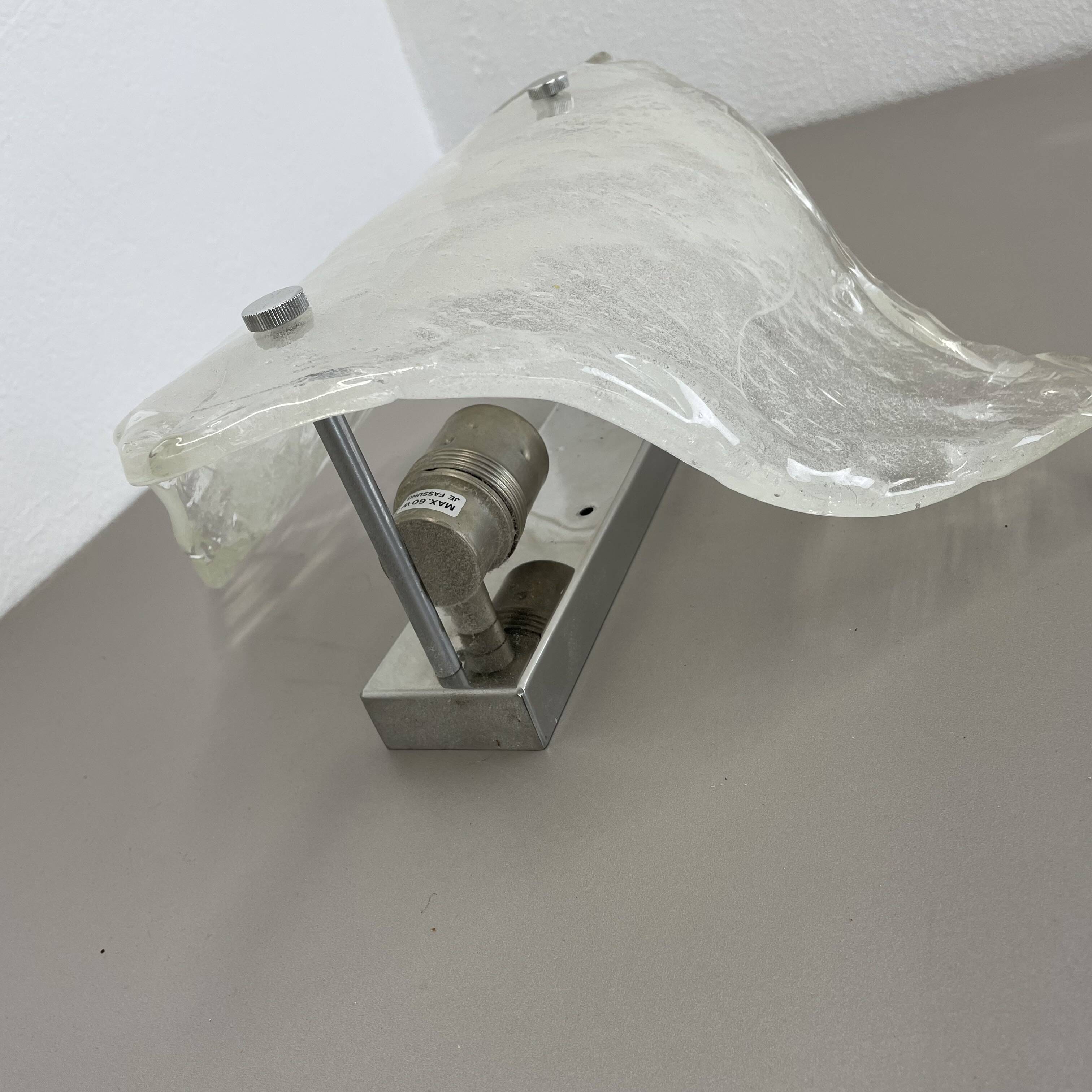 Large Organic Hollywood Regency Ice Glass Wall Light by Kalmar Lights, 1970