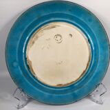 Longwy enamel blue plate bird and peony pattern