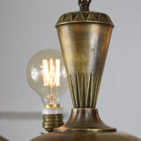 Vintage brass and glass chandelier, 40s