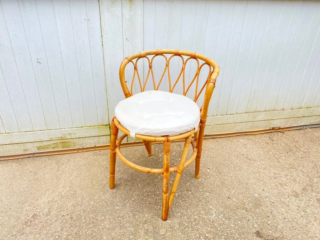 Armchair office chair in vintage rattan 60s
