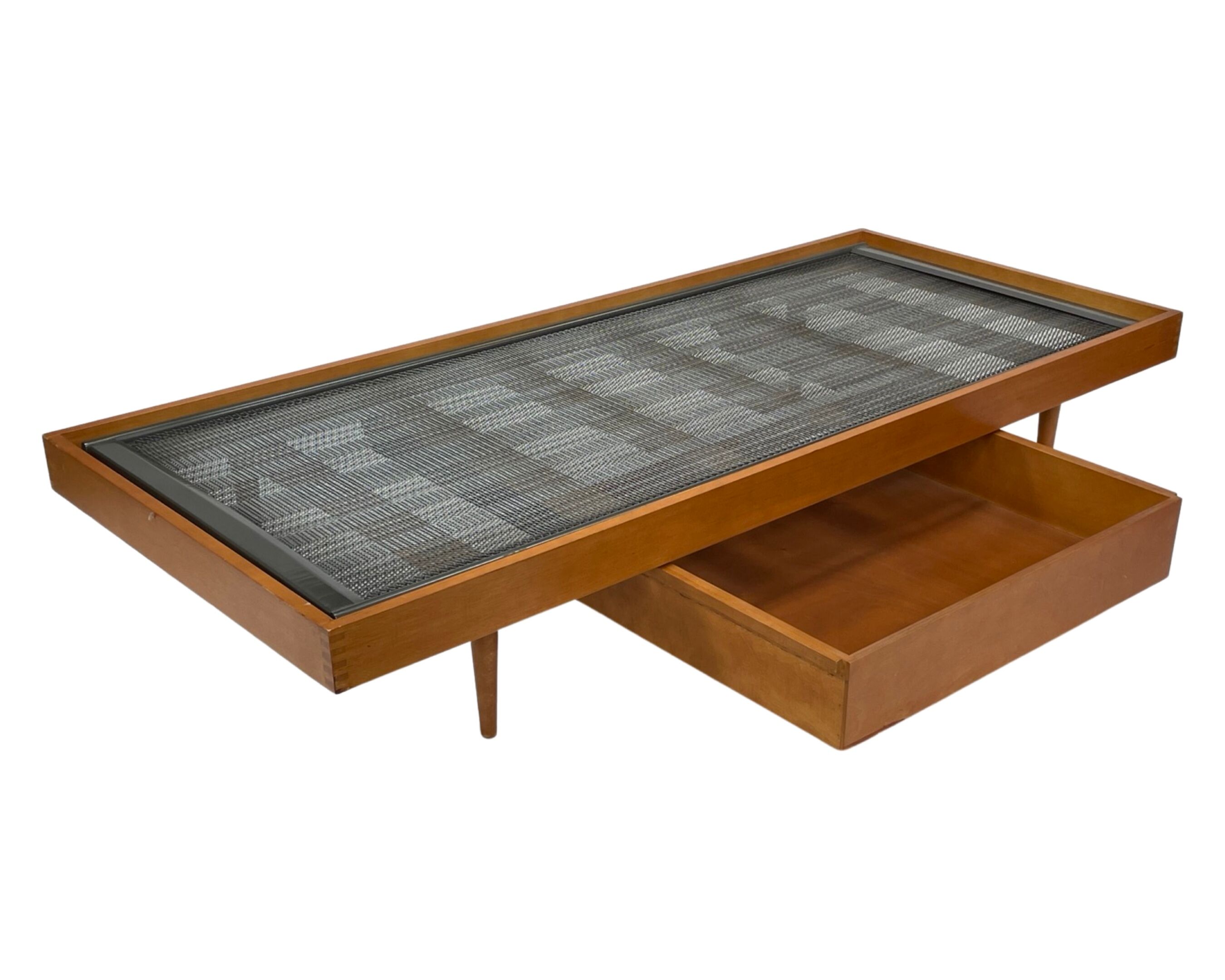 Vintage daybed 1960s minimalist design with drawer in wood