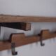 Vintage 1960s wall coat rack in metal and wood, italian design