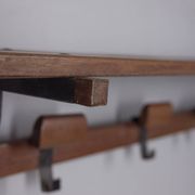 Vintage 1960s wall coat rack in metal and wood, italian design