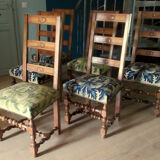Series of 6 Louis XIII style chairs, in walnut