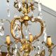 Lustre suspension en bronze et pampilles en cristal vintage