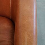 Cowhide Leather English-Style Club Chair in Light Cognac Color