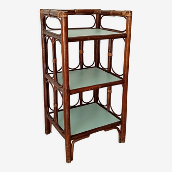 Vintage stand shelf in bamboo and rattan