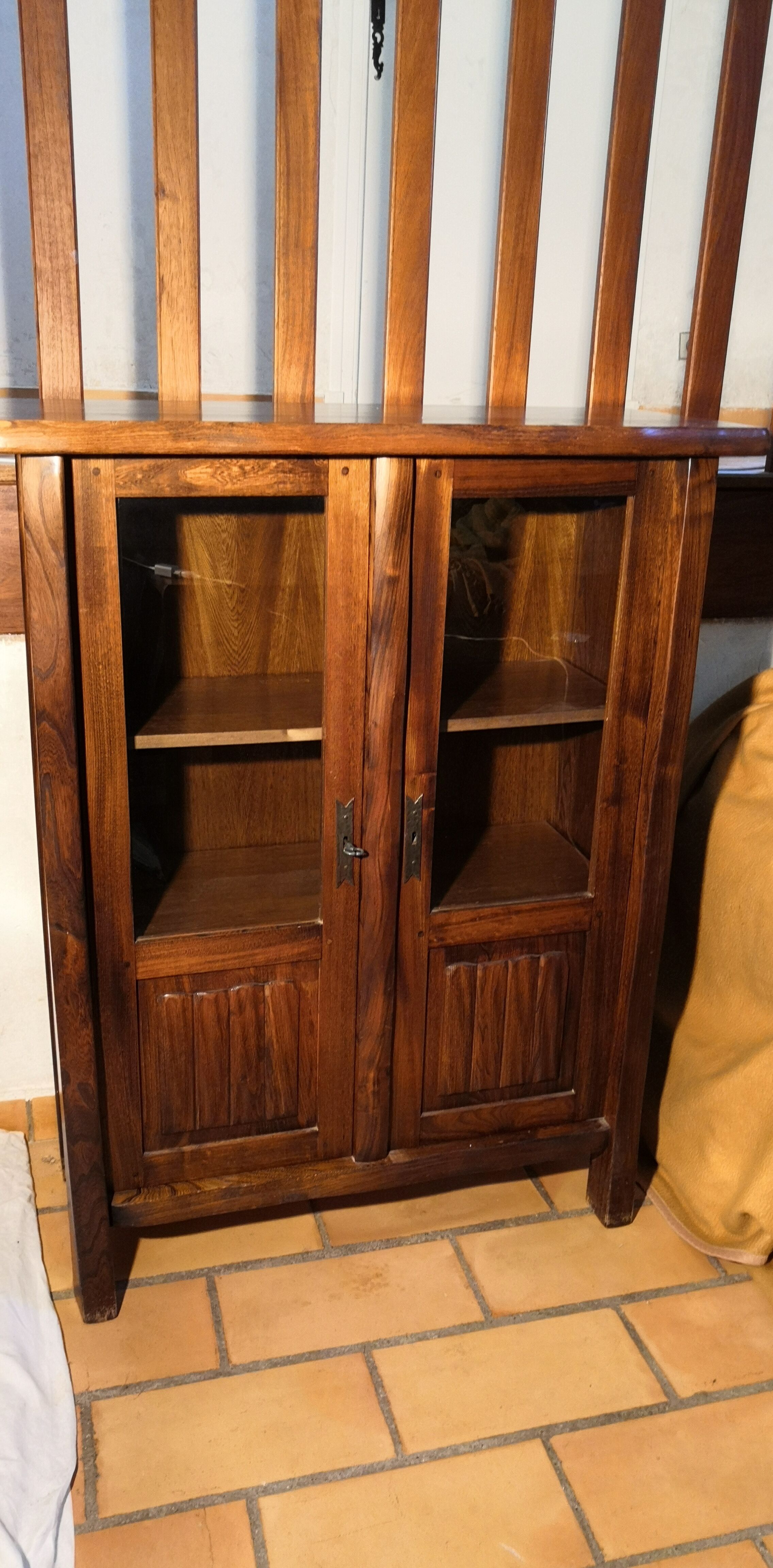 Bibliothèque orme massif vintage aranjou années 50