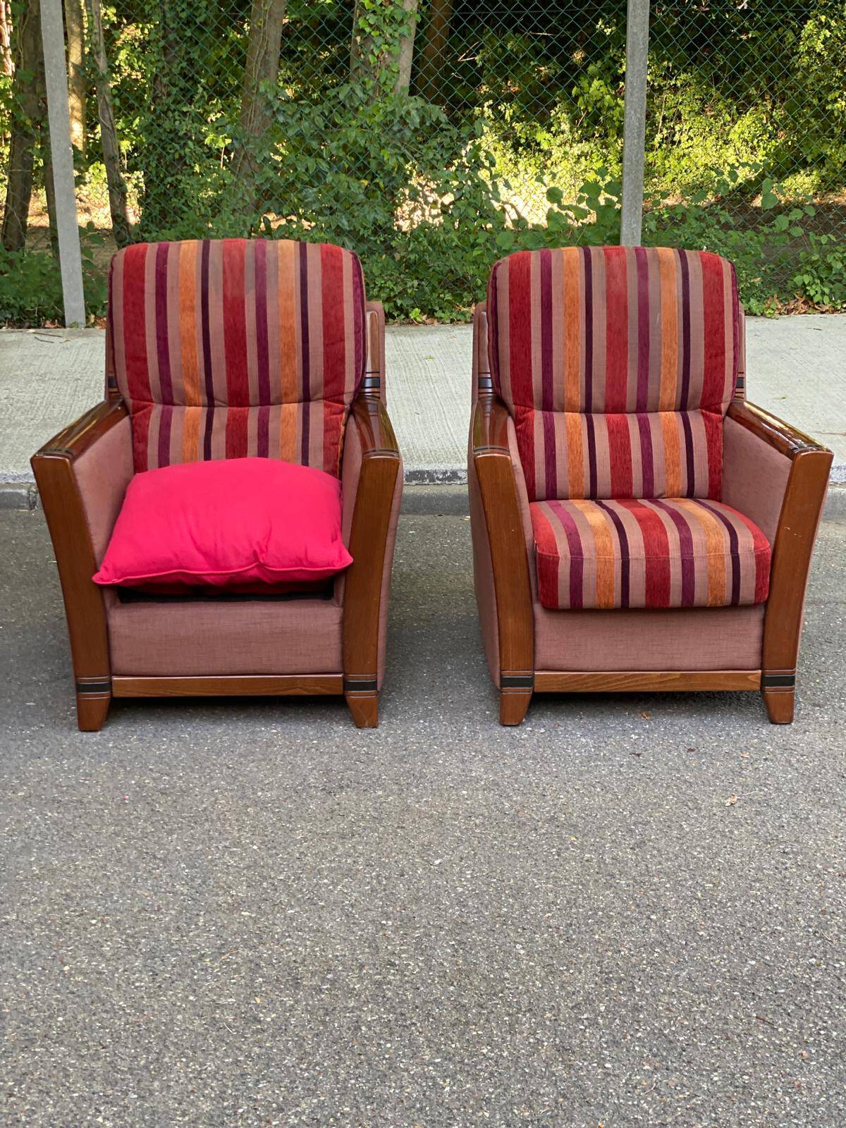 2 Art Deco inspired armchairs Cavel France 2000s