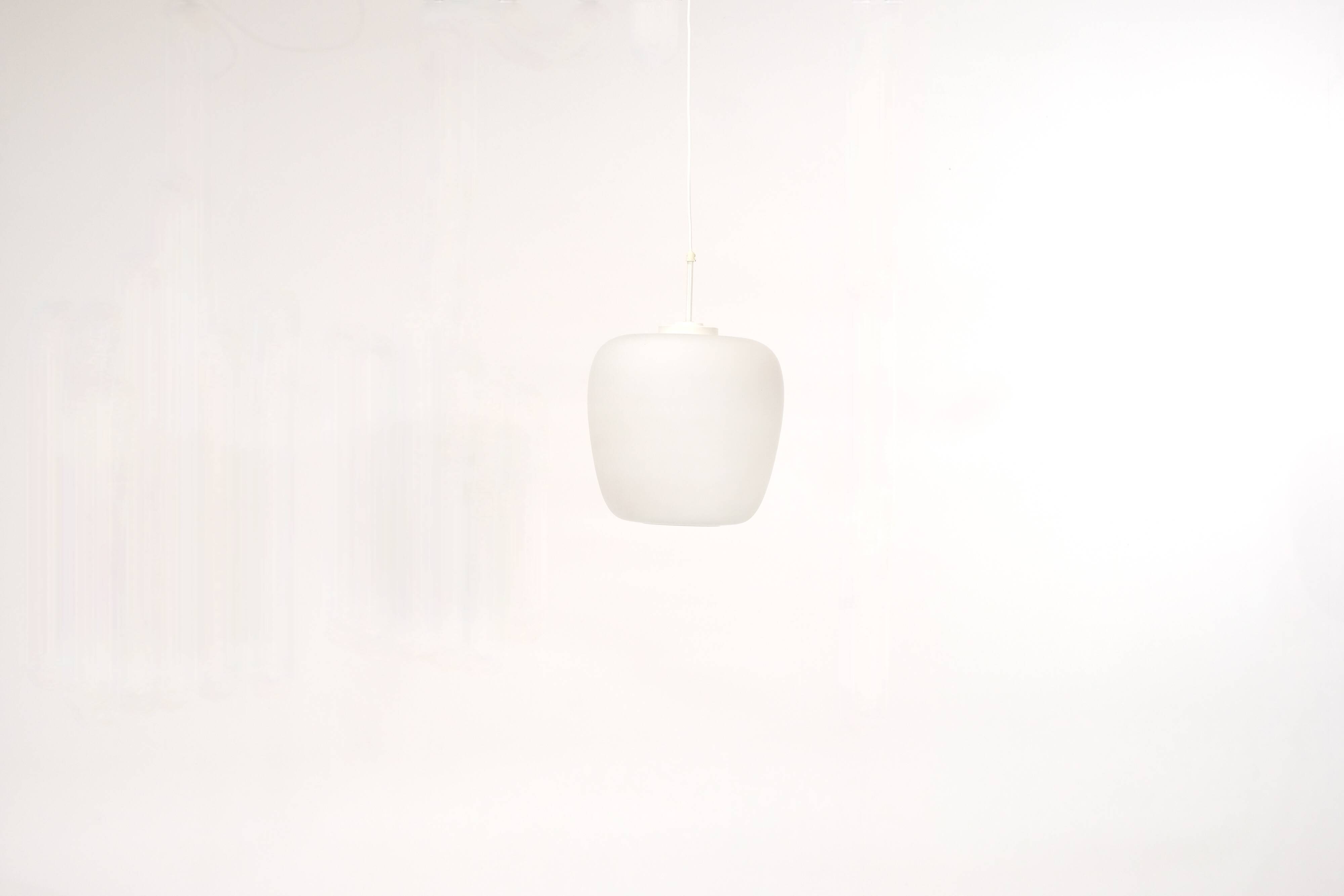 Large Scandinavian opaline pendant light - 1960s