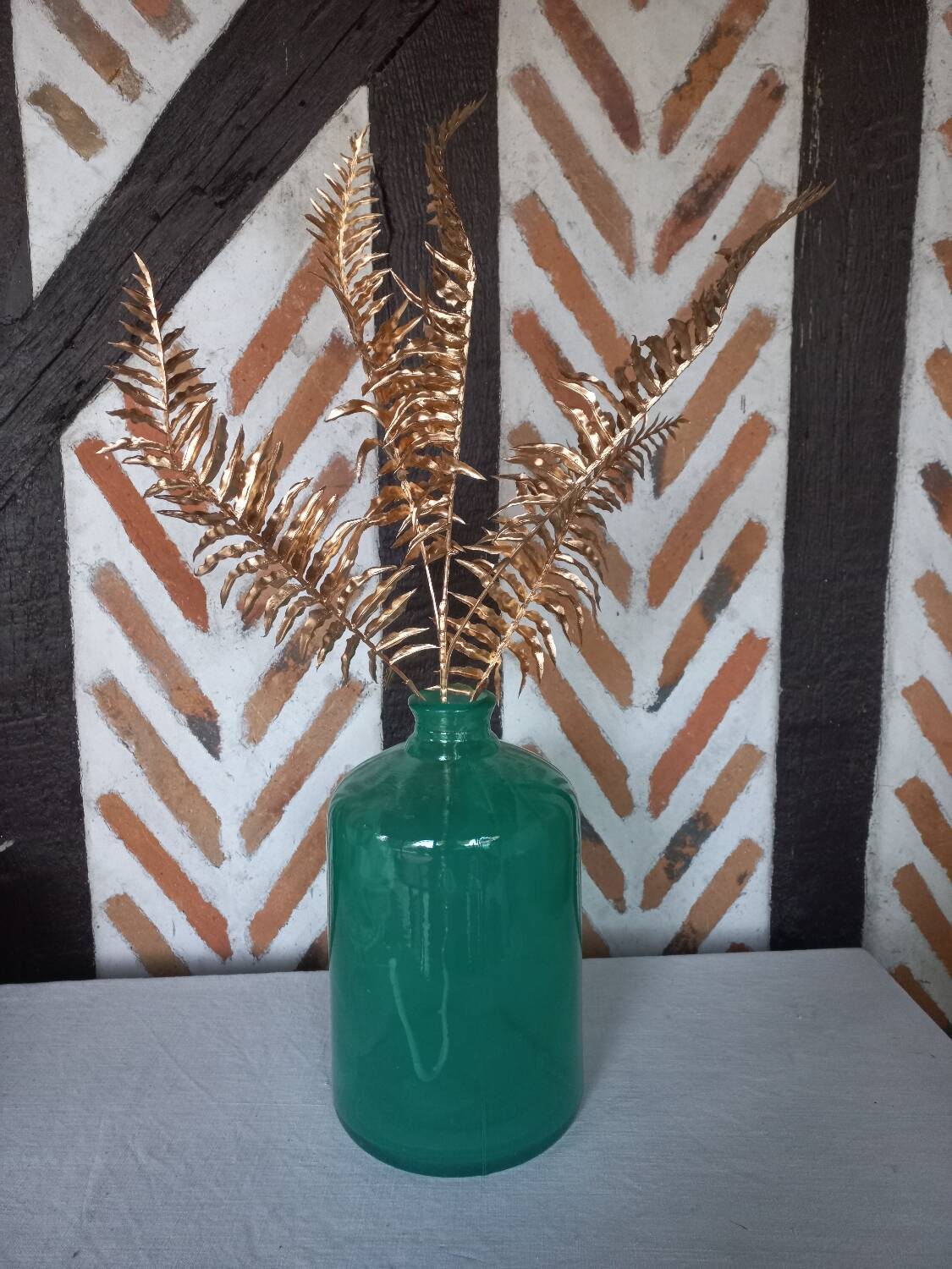 Large celadon green bottle vase