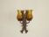 Double Hand Forged Wrought Iron Medieval Style Wall Light with Amber Glass Shade