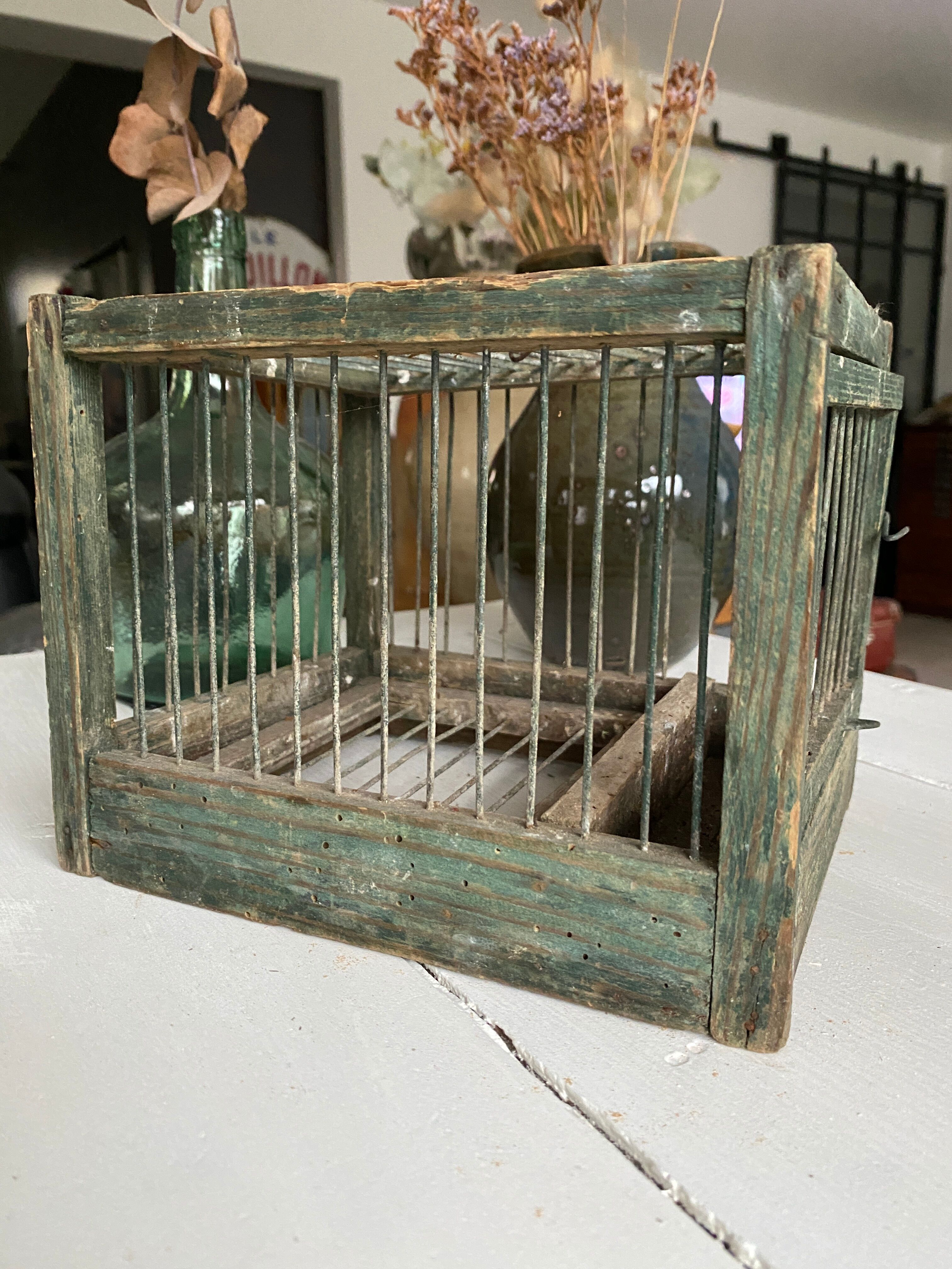 Cage à oiseaux en bois et acier