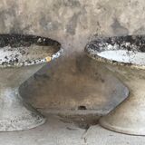 Pair of diabolo planters in fiber cement - vintage 1950